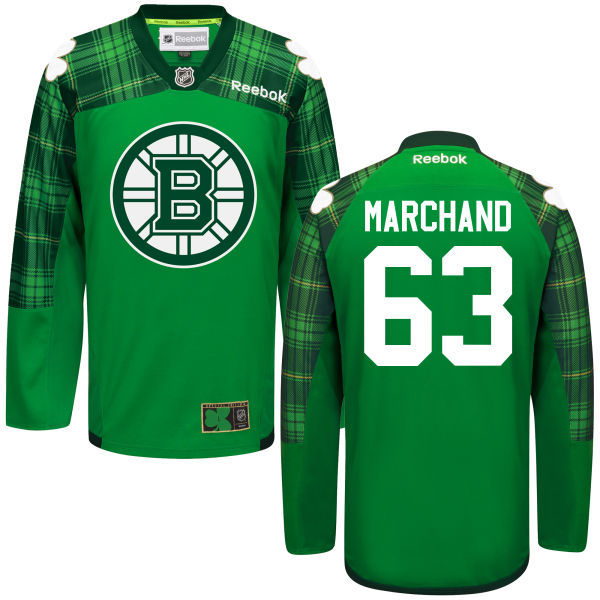 Bruins 63 Brad Marchand Green St. Patrick's Day Reebok Jersey - Click Image to Close