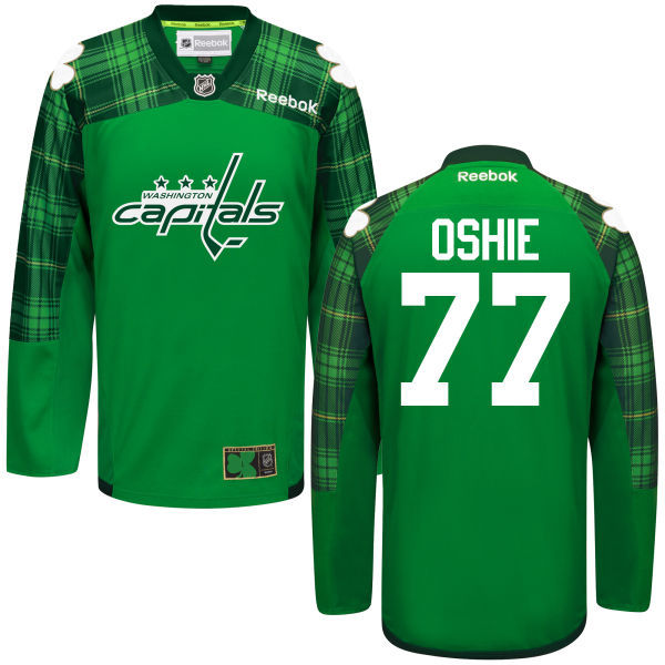 Capitals 77 T.J. Oshie Green St. Patrick's Day Reebok Jersey - Click Image to Close