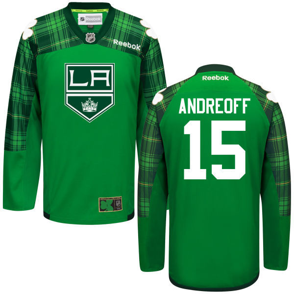 Kings 15 Andy Andreoff Green St. Patrick's Day Reebok Jersey