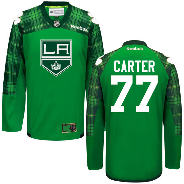 Kings 77 Jeff Carter Green St. Patrick's Day Reebok Jersey - Click Image to Close