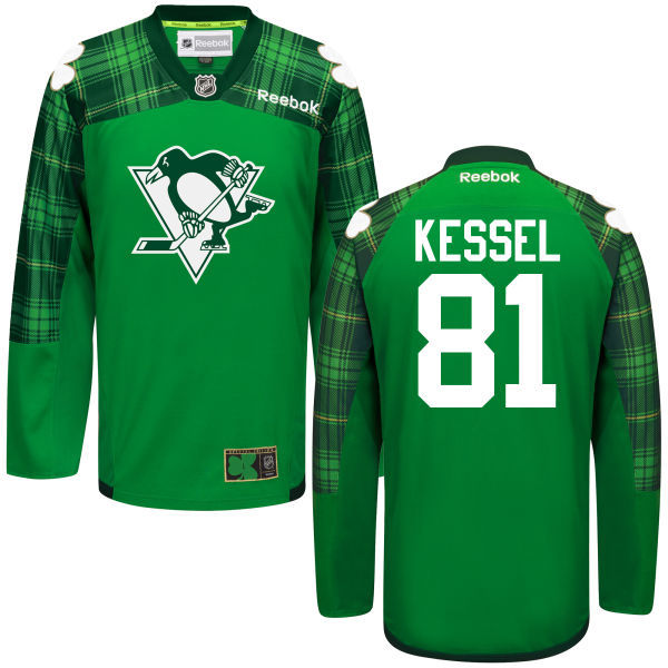 Penguins 81 Phil Kessel Green St. Patrick's Day Reebok Jersey - Click Image to Close