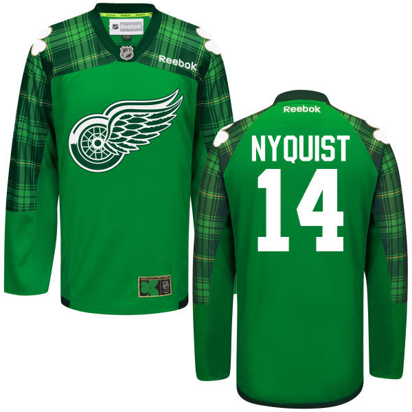 Red Wings 14 Gustav Nyquist Green St. Patrick's Day Reebok Jersey