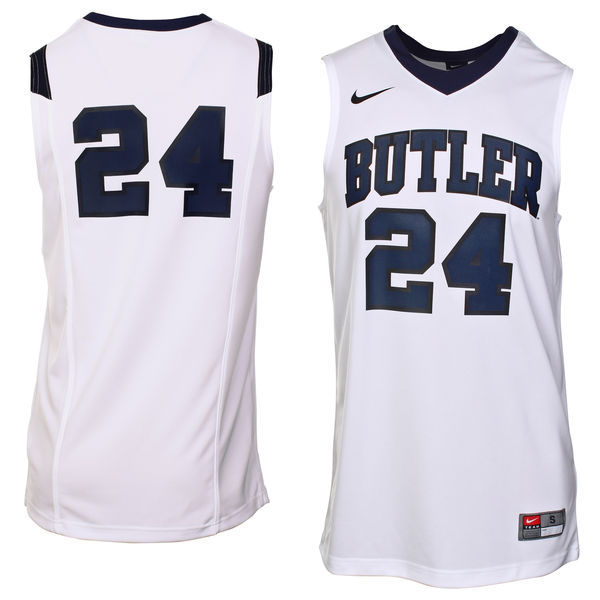 Nike Butler Bulldogs #24 White Basketball College Jersey