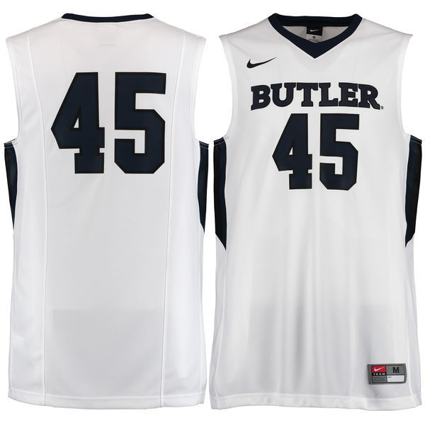 Nike Butler Bulldogs #45 White Basketball College Jersey