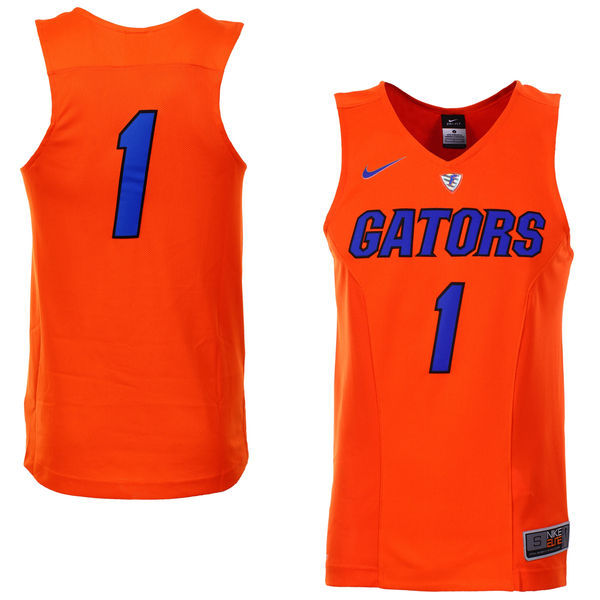 Nike Florida Gators #1 Orange Blue Numbers Basketball College Jersey