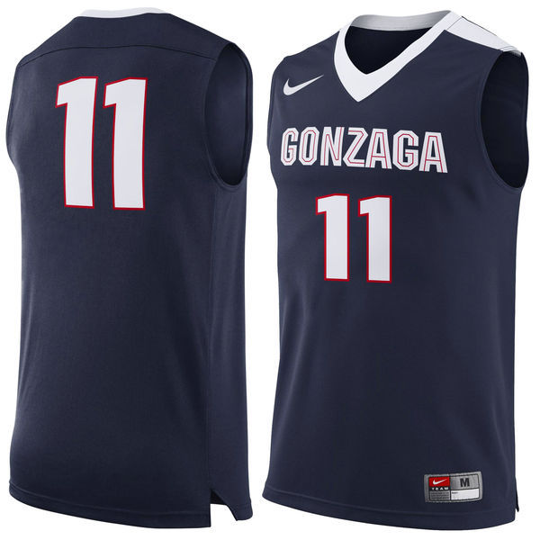 Nike Gonzaga Bulldogs #11 Blue Basketball College Jersey