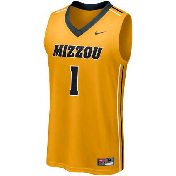 Nike Missouri Tigers #1 Yellow Basketball College Jersey - Click Image to Close