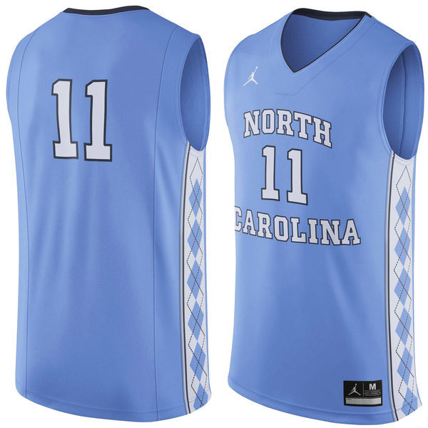 Nike North Carolina #11 Light Blue Basketball College Jersey