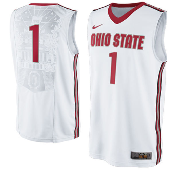 Nike Ohio State Buckeyes #1 White Basketball College Jersey