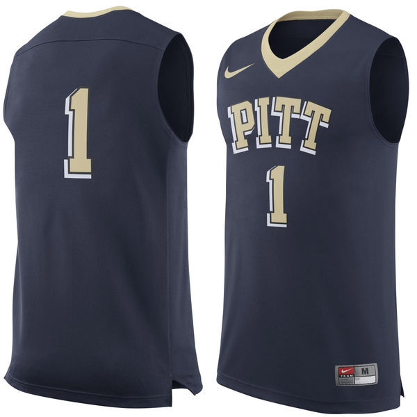 Nike Pitt Panthers #1 Navy Blue Basketball College Jersey