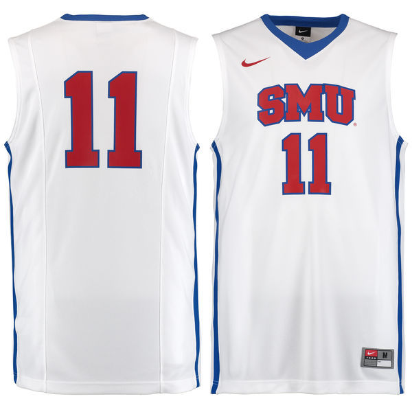 Nike SMU Mustangs #11 White Basketball College Jersey