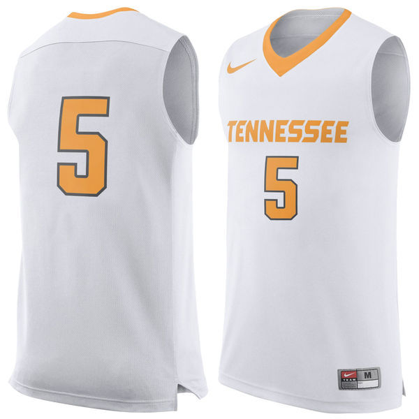 Nike Tennessee Volunteers #5 White Basketball College Jersey