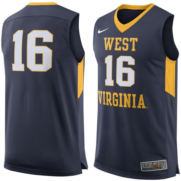 Nike West Virginia Mountaineers 16 Navy Blue Basketball College Jersey