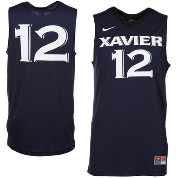 Nike Xavier Musketeers #12 Navy Blue Basketball College Jersey