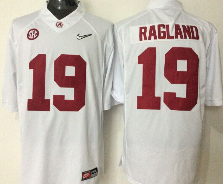 Alabama Crimson Tide 19 Reggie Ragland White With Silver Logo College Jersey
