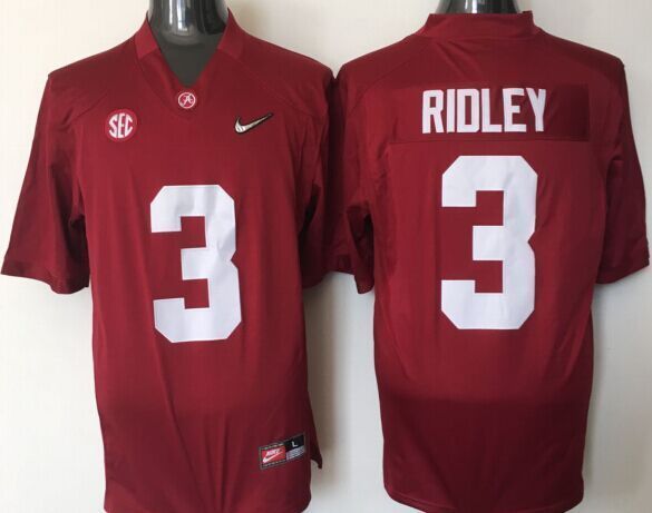 Alabama Crimson Tide 3 Calvin Ridley Red With Silver Logo College Jersey