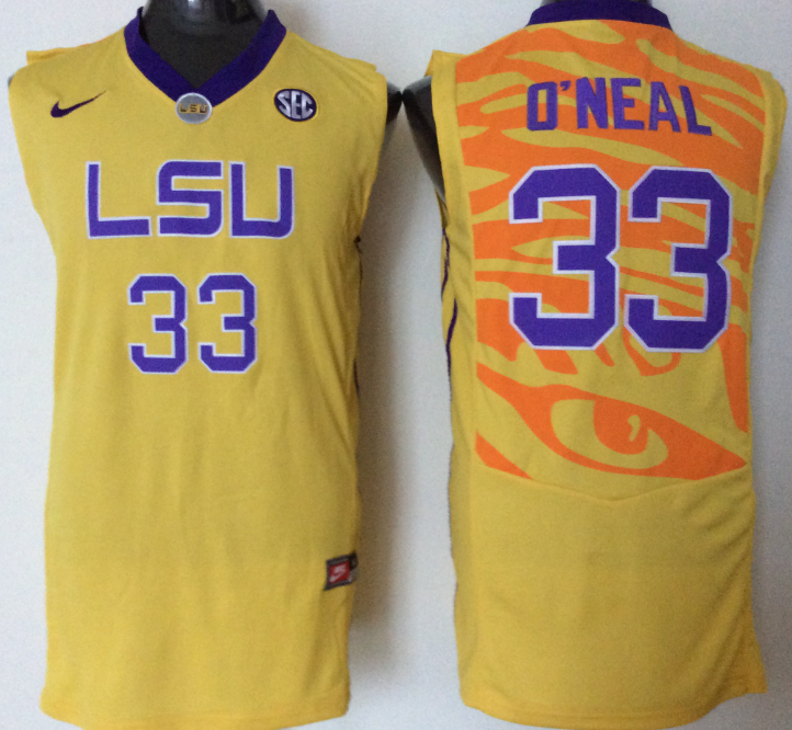 LSU Tigers 33 Shaquille O'Neal Yellow College Jersey