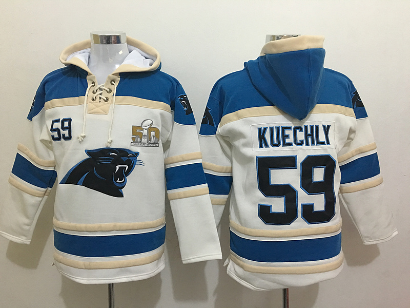 Nike Panthers 59 Luke Kuechly White Super Bowl 50 All Stitched Hooded Sweatshirt