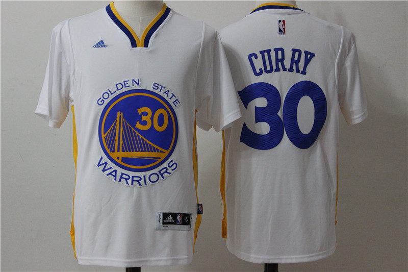 Warriors 30 Stephen Curry White Short Sleeve Jersey