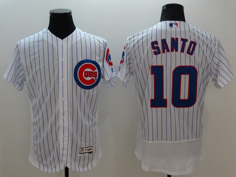 Cubs 10 Ron Santo White Flexbase Jersey
