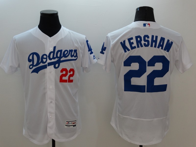 Dodgers 22 Clayton Kershaw White Flexbase Jersey