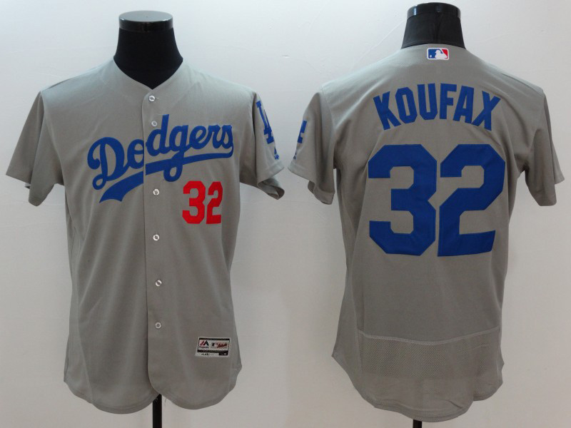 Dodgers 32 Sandy Koufax Grey Flexbase Jersey