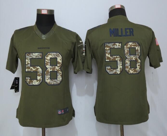 Nike Broncos 58 Von Miller Green Salute To Service Women Limited Jersey