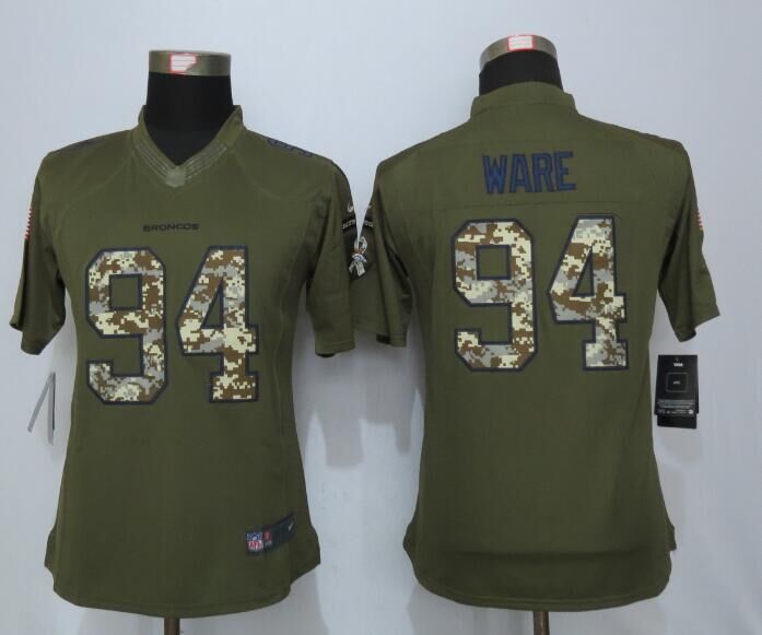 Nike Broncos 94 DeMarcus Ware Green Salute To Service Women Limited Jersey