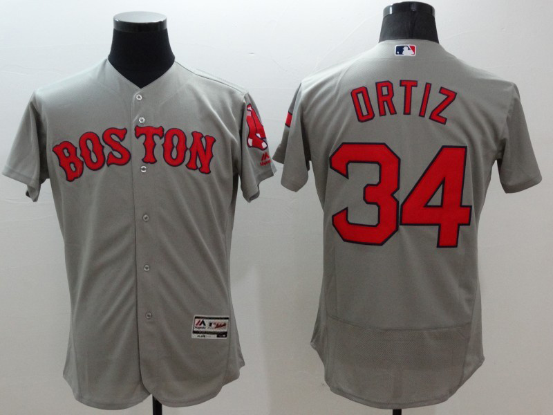 Red Sox 34 David Ortiz Grey Flexbase Jersey