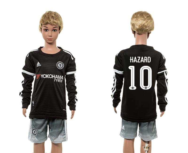 2015-16 Chelsea 10 HAZARD Third Away Youth Long Sleeve UEFA Champions League Jersey