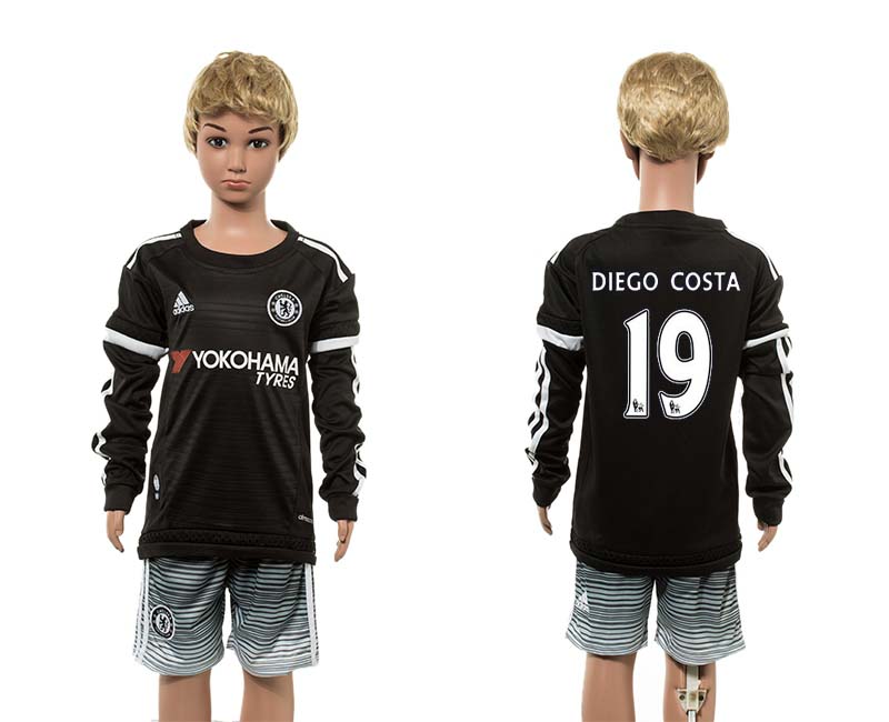 2015-16 Chelsea 19 DIEGO COSTA Third Away Youth Long Sleeve Jersey
