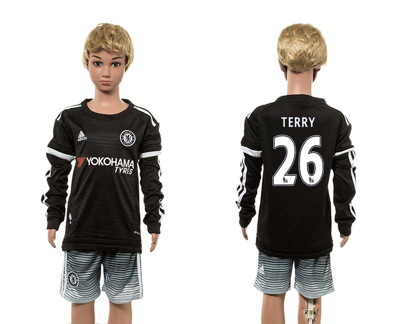 2015-16 Chelsea 26 TERRY Third Away Youth Long Sleeve Jersey