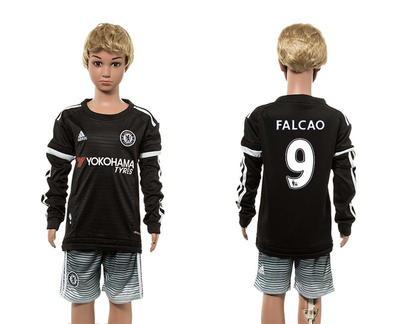 2015-16 Chelsea 9 FALCAO Third Away Youth Long Sleeve Jersey