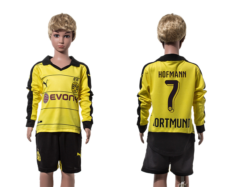 2015-16 Dortmund 7 HOFMANN Home Youth Long Sleeve Jersey