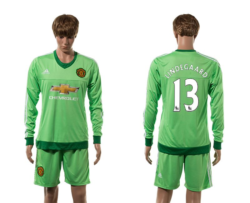 2015-16 Manchester United 13 LINDEGAARD Goalkeeper Home Long Sleeve Jersey