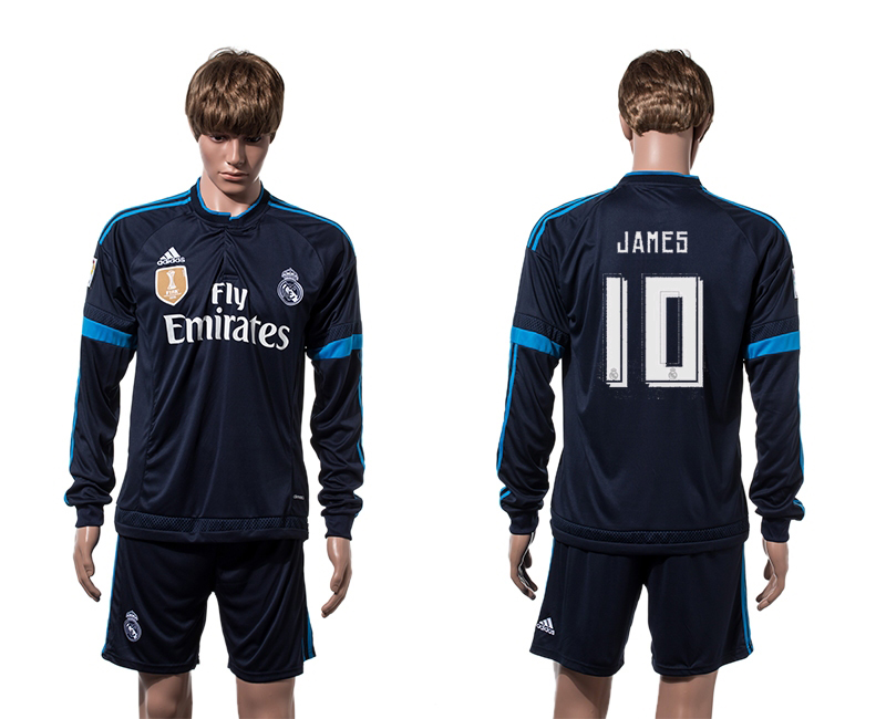 2015-16 Real Madrid 10 JAMES 2014 FIFA Club World Cup Champions Third Away Long Sleeve Jersey