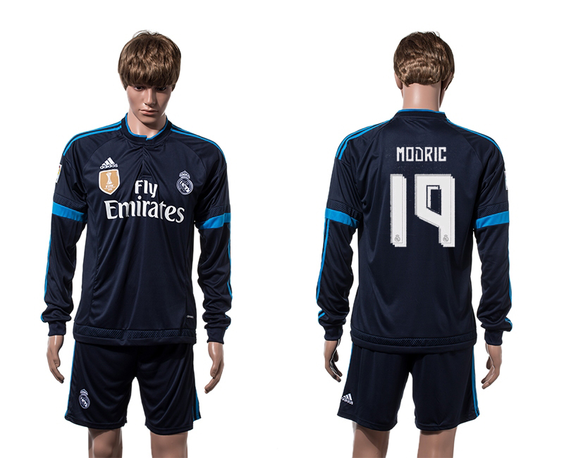 2015-16 Real Madrid 19 MODRIC 2014 FIFA Club World Cup Champions Third Away Long Sleeve Jersey