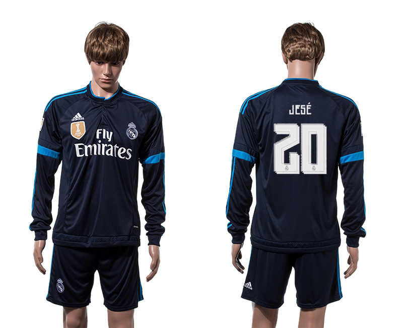 2015-16 Real Madrid 20 JESE 2014 FIFA Club World Cup Champions Third Away Long Sleeve Jersey