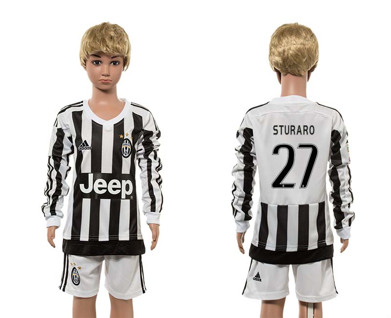 2015-16 Juventus 27 STURARO Home Youth Long Sleeve Jersey