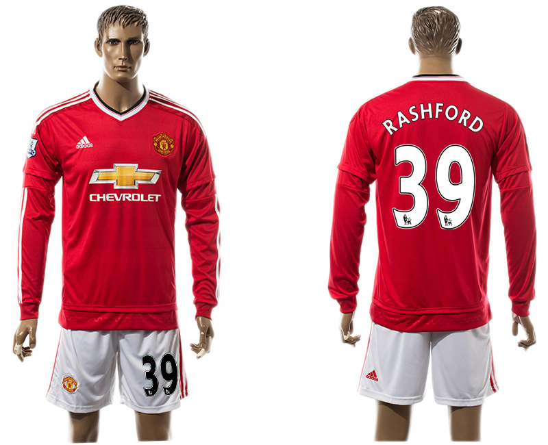2015-16 Manchester United 39 RASHFORD Home Long Sleeve Jersey