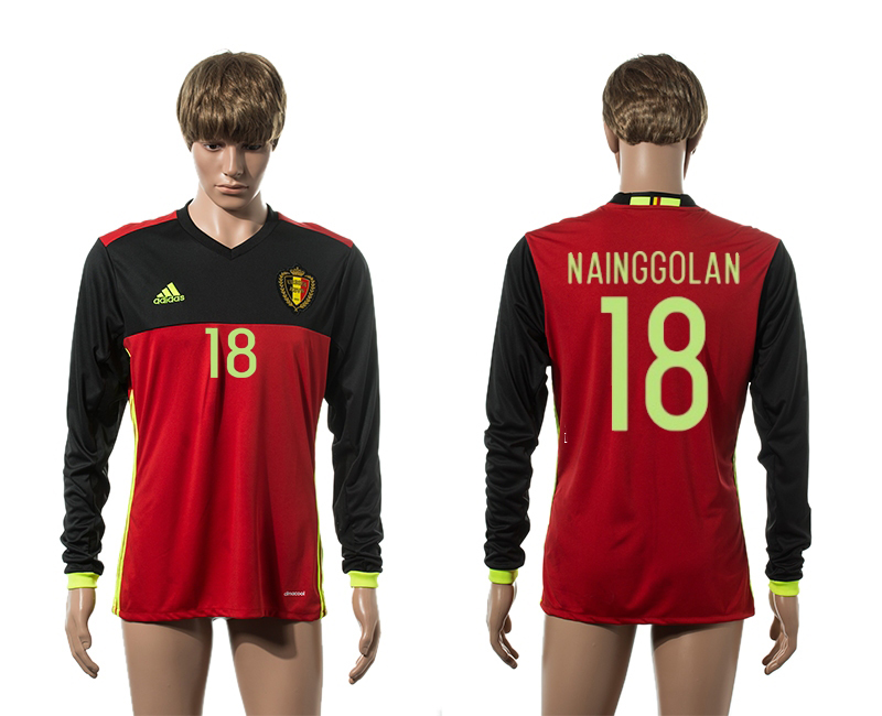 Belgium 18 NAINGGOLAN Away UEFA Euro 2016 Long Sleeve Thailand Jersey
