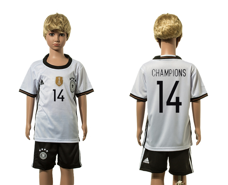 Germany 14 CHAMPIONS Home Youth UEFA Euro 2016 Jersey