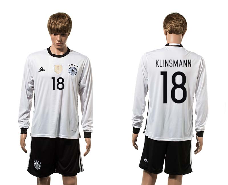 Germany 18 KLINSMANN Home UEFA Euro 2016 Long Sleeve Jersey