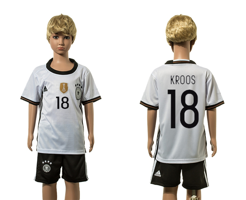 Germany 18 KROOS Home Youth UEFA Euro 2016 Jersey