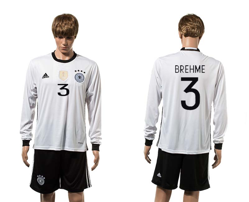 Germany 3 BREHME Home UEFA Euro 2016 Long Sleeve Jersey
