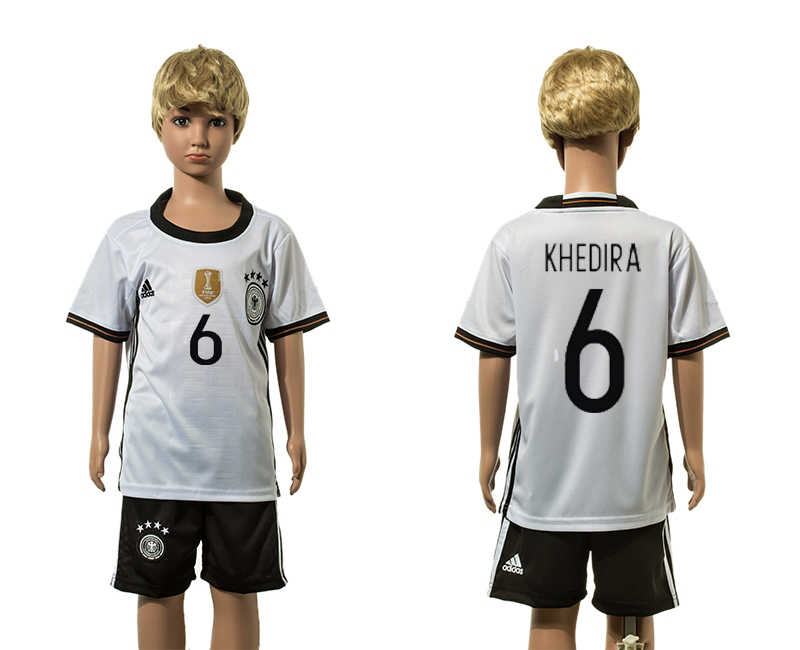 Germany 6 KHEDIRA Home Youth UEFA Euro 2016 Jersey