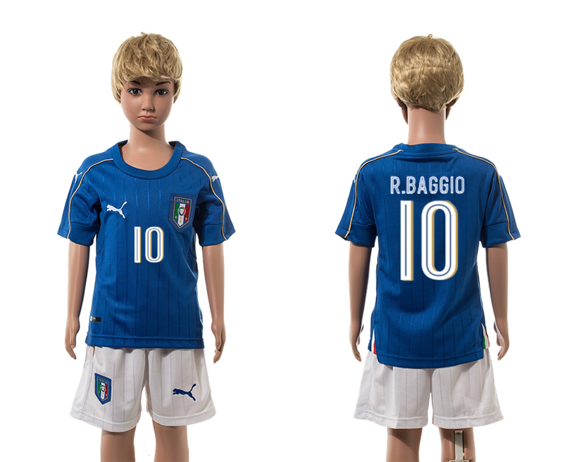 Italy 10 P.BAGGIO Home Youth UEFA Euro 2016 Jersey
