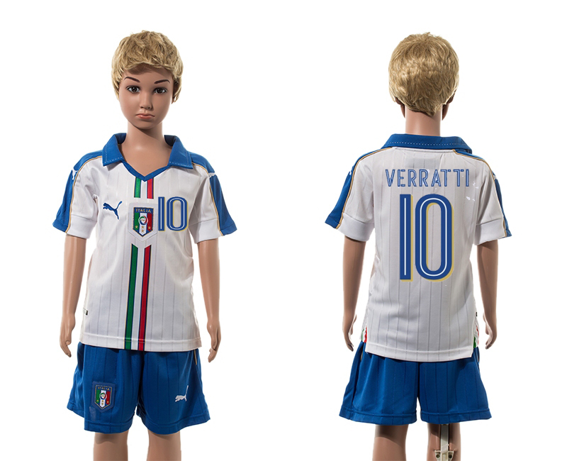 Italy 10 VERRATTI Away Youth UEFA Euro 2016 Jersey