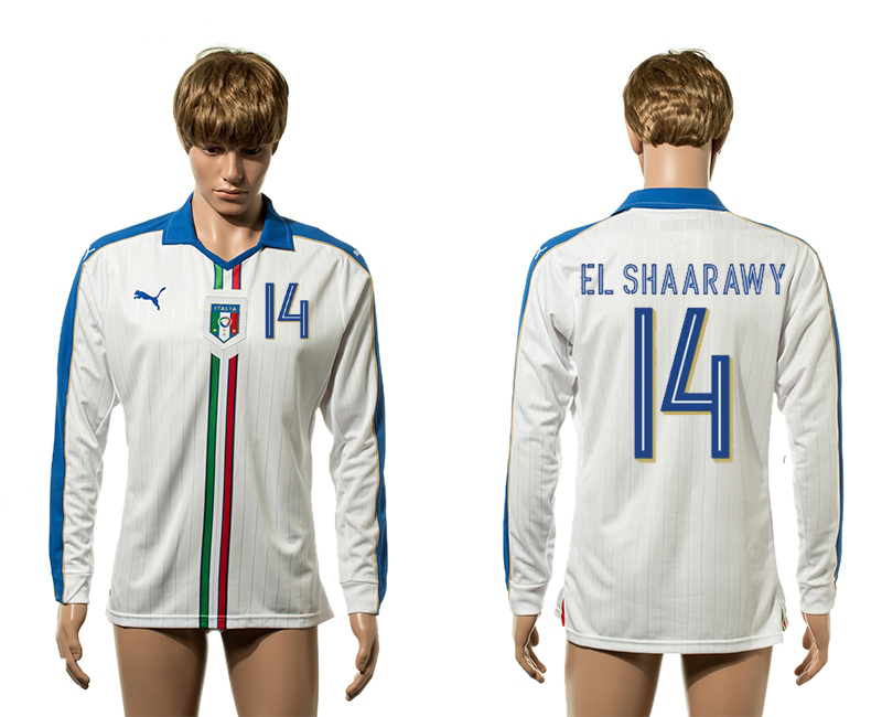 Italy 14 EL SHAARAWY Away Long Sleeve UEFA Euro 2016 Thailand Jersey