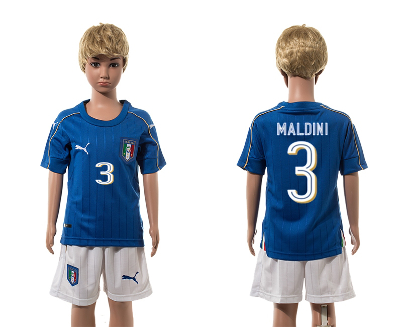 Italy 3 MALDINI Home Youth UEFA Euro 2016 Jersey